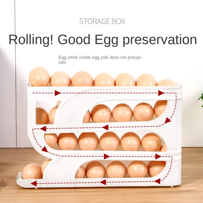 3 Layer / 4 Layer Automatic Egg Roller New Household Kitchen Dedicated Egg Roller Rack Space Saving Large Capacity Egg Organiser