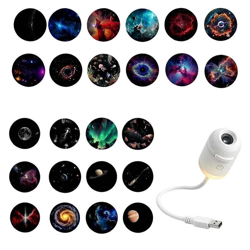 Mini Galaxy Star Projector Two in One Night Light Home Background Atmosphere Light Bedroom Car Decoration Children'S Gift