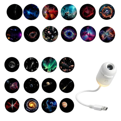 Mini Galaxy Star Projector Two in One Night Light Home Background Atmosphere Light Bedroom Car Decoration Children'S Gift