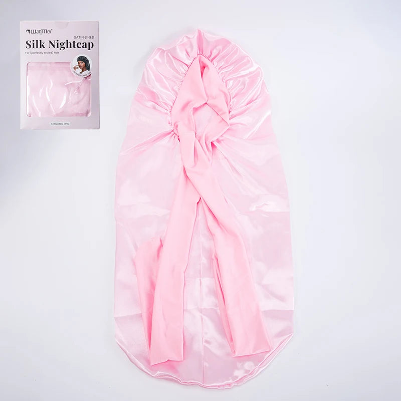 WANMEI Grid Pink White Shower Caps- Flexi Satin Lined, Large Wide Shower Cap for Women & Men, Adjustable,Hair Accessory