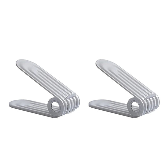 2Pcs/Set Adjustable Shoe Support Rack Double Layer PP Shoe Slots Organizer Adjustable Height Space Saving Orderly Organization