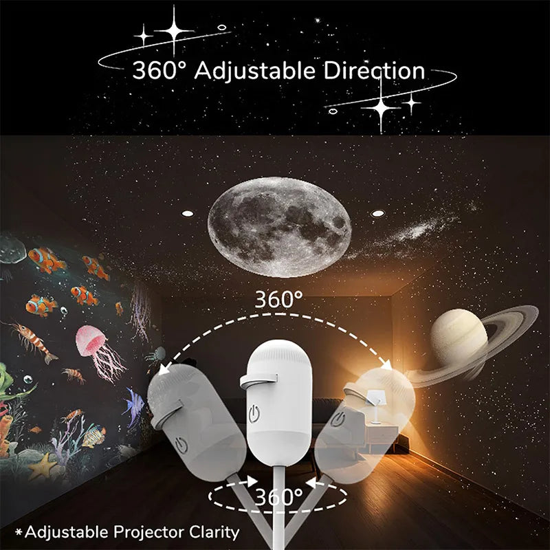 Mini Galaxy Star Projector Two in One Night Light Home Background Atmosphere Light Bedroom Car Decoration Children'S Gift