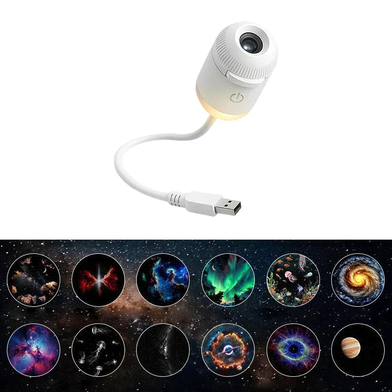 Mini Galaxy Star Projector Two in One Night Light Home Background Atmosphere Light Bedroom Car Decoration Children'S Gift