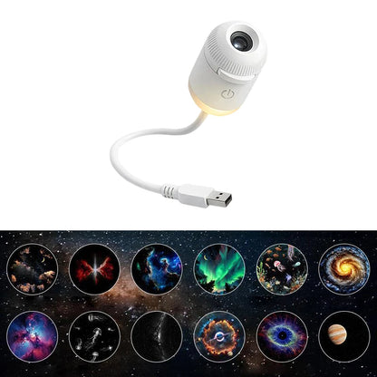 Mini Galaxy Star Projector Two in One Night Light Home Background Atmosphere Light Bedroom Car Decoration Children'S Gift