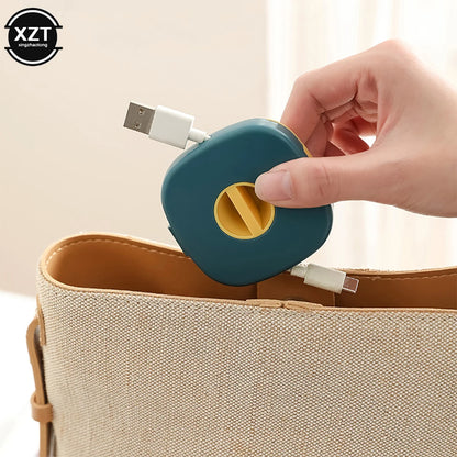 Cable Organizer Rotating Cable Winder Box Plastic Portable Wire Storage Case Phone Holder Mouse Wire Earphone Cord Storage