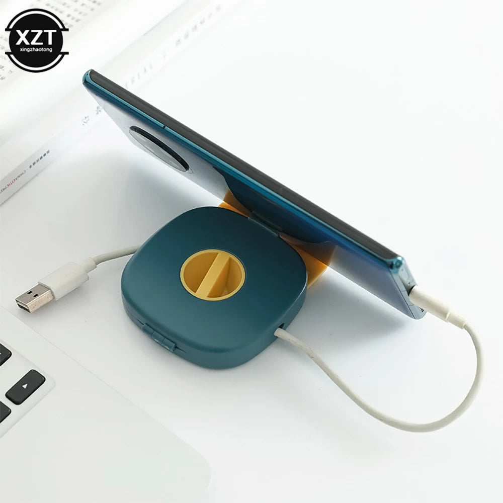 Cable Organizer Rotating Cable Winder Box Plastic Portable Wire Storage Case Phone Holder Mouse Wire Earphone Cord Storage