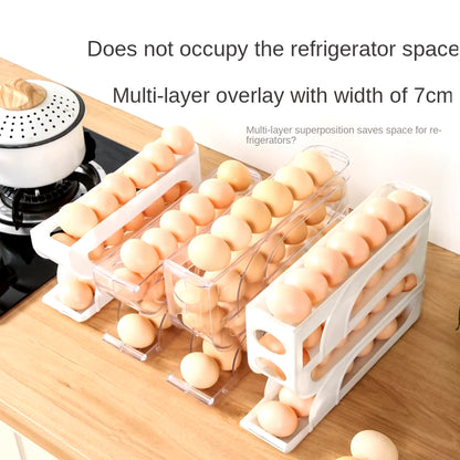 3 Layer / 4 Layer Automatic Egg Roller New Household Kitchen Dedicated Egg Roller Rack Space Saving Large Capacity Egg Organiser