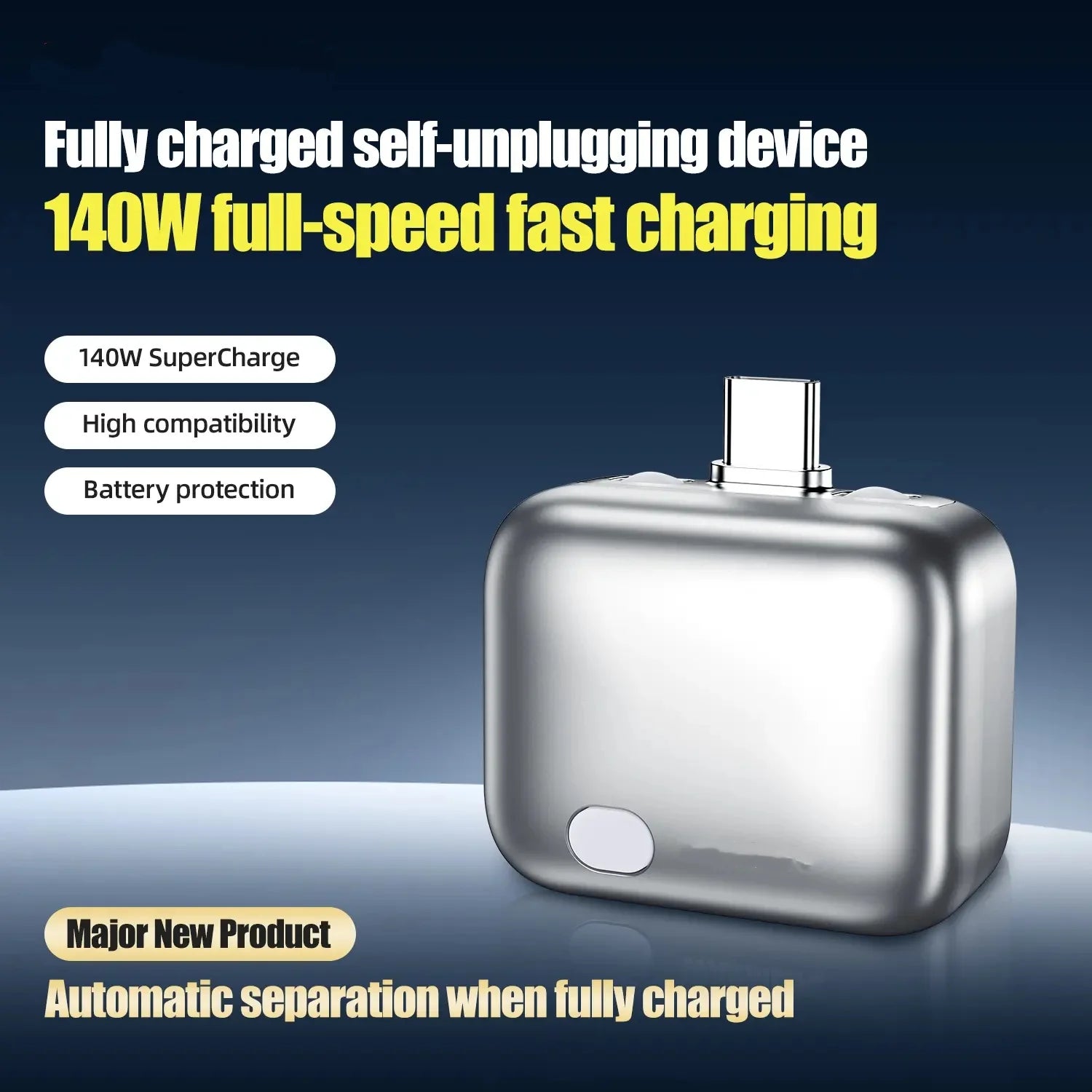Type-C 140W Physical-Disconnect Battery Guard Anti-Overcharge Protection for Safe Overnight Charging Smart Auto Stop Charging