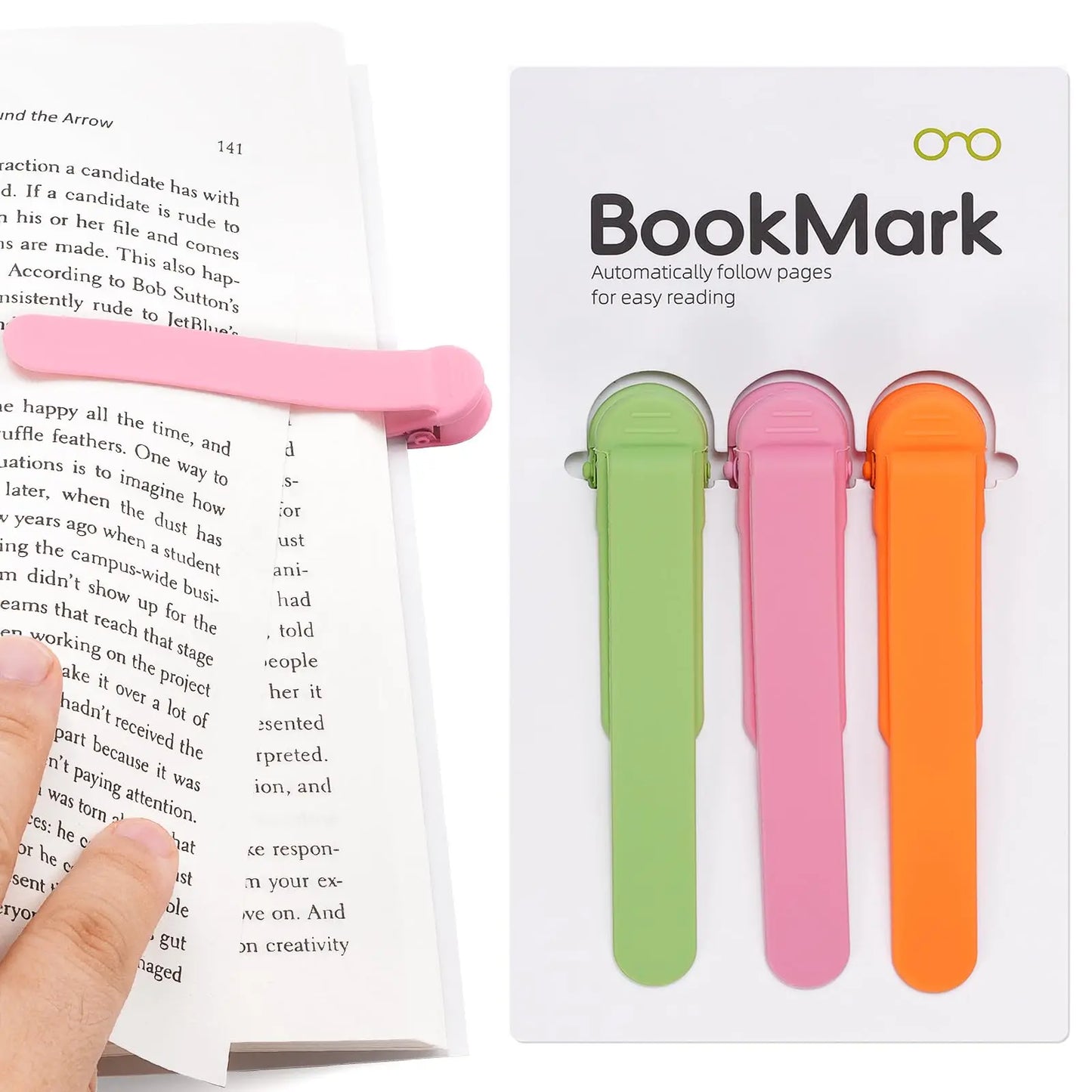 Automatic Bookmark, Silicone Reading Bookmark, Colorful Bookmark, Ideal Gift for Book Lovers, Essential Reading Accessory, for A