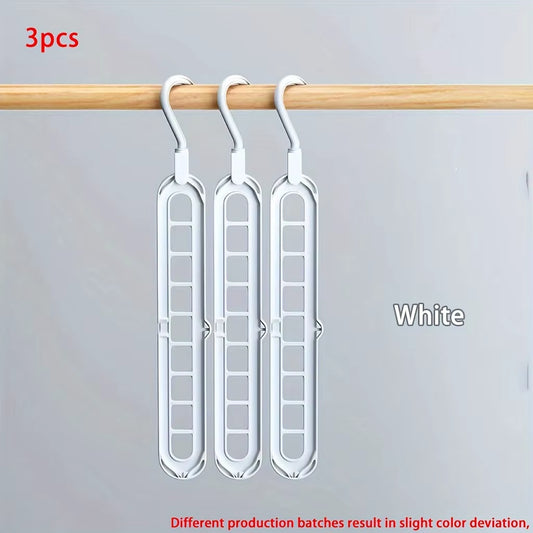 3Pcs, Plastic 9-Hole Foldable Hangers, Heavy Duty Space Saving Clothes Organizer Hangers, for Room, Closet, Wardrobe, Home & Dor
