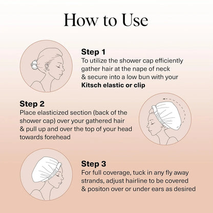 WANMEI Grid Pink White Shower Caps- Flexi Satin Lined, Large Wide Shower Cap for Women & Men, Adjustable,Hair Accessory