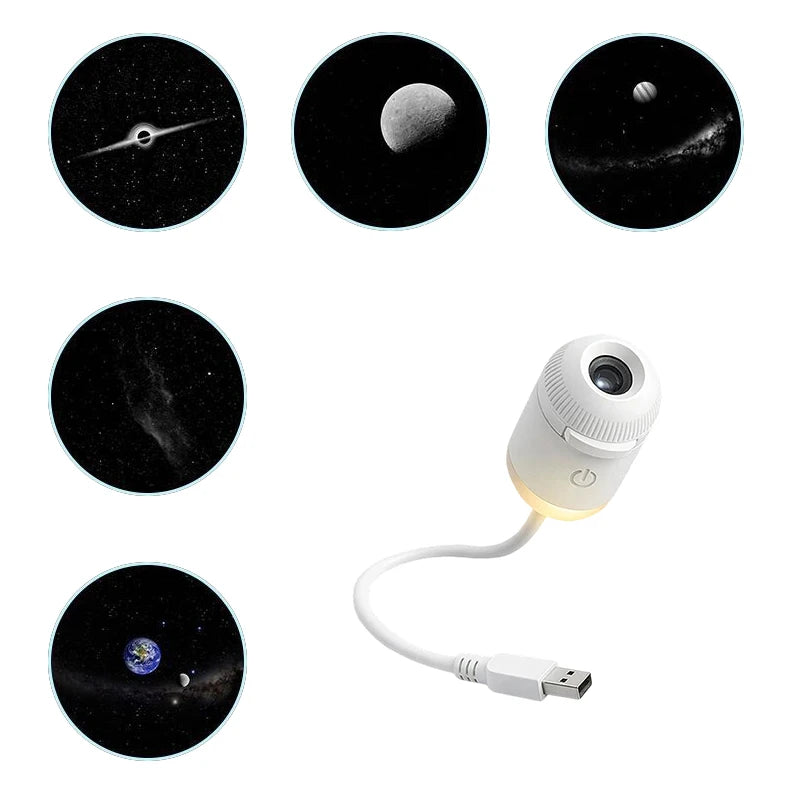 Mini Galaxy Star Projector Two in One Night Light Home Background Atmosphere Light Bedroom Car Decoration Children'S Gift